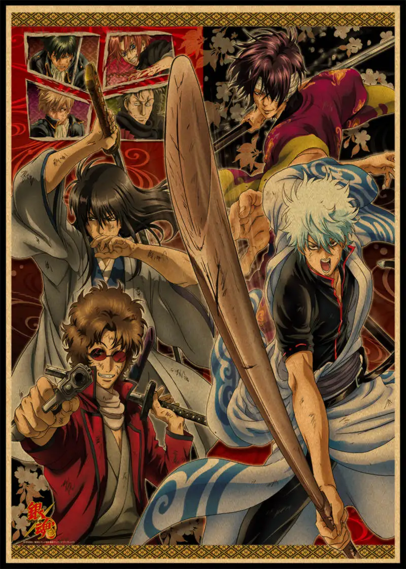 GINTAMA/Sakata Gintoki/классический японский мультфильм комикс/крафт-бумага/Бар плакат/Ретро плакат/декоративная живопись без рамки