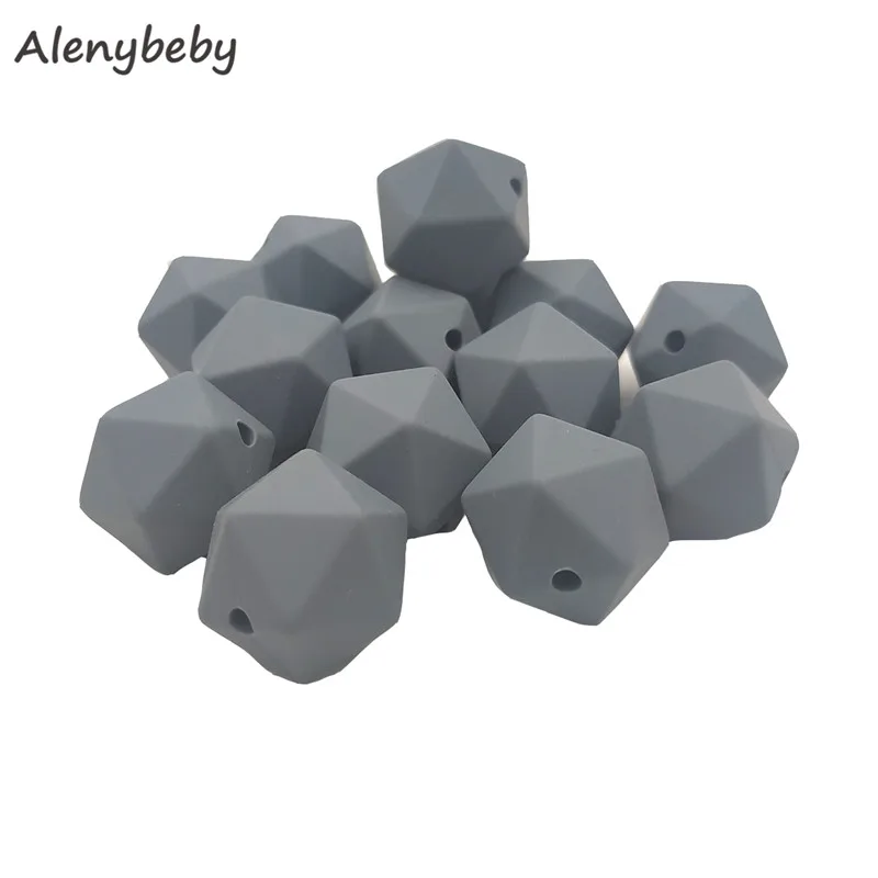 Dim gray 50pc 17mm Silicone Teether Beads Safe Icosahedron Shaped Candy Mix Color Teething Silicone Bead Toy BPA Free DIY Necklace Making - Цвет: Dim gray