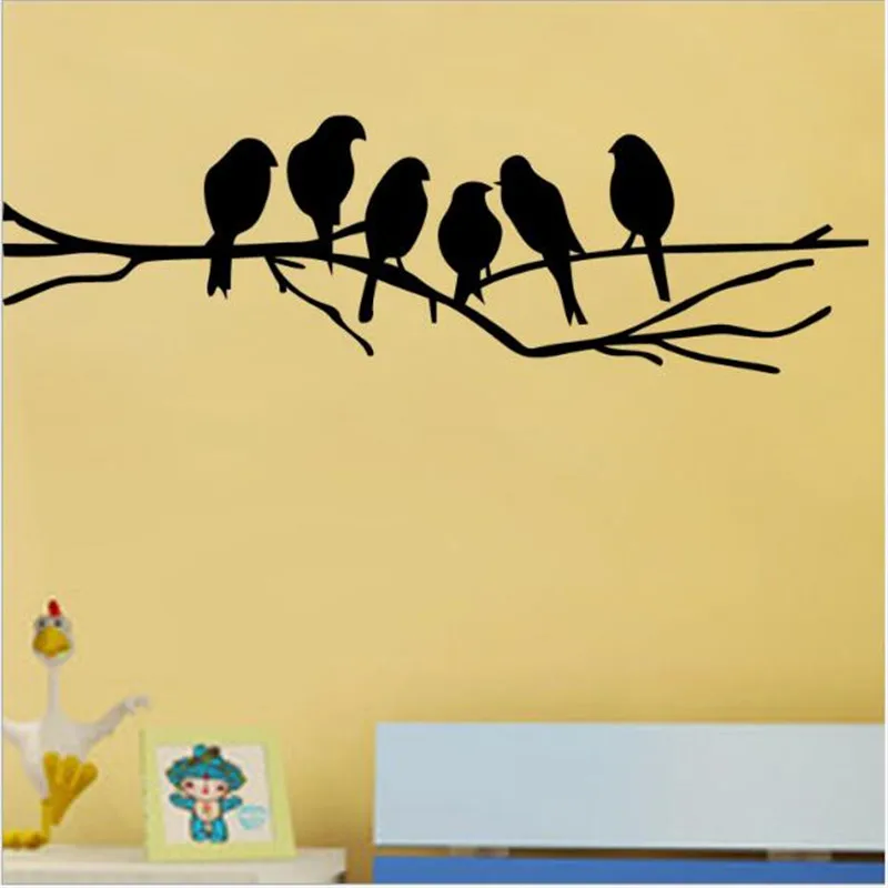 

1PC Funny Black Birds on The Tree Branch Wall Sticker For Living Room Wall Decals Art Stickers Home Decoration Murals Removable