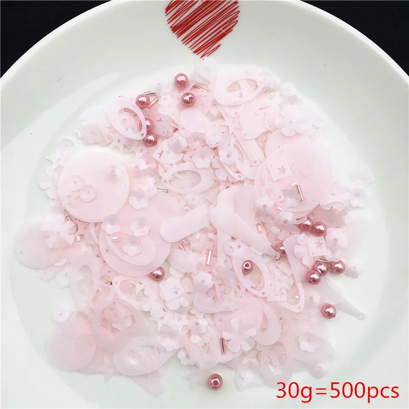 Random Mix 30g Прозрачный матовый розовый 30 г/лот смешанные формы ПВХ свободная тесьма с пайетками для шитья свадьбы ремесло, Дети DIY Аксессуары для женской одежды - Цвет: Random Mix 30g