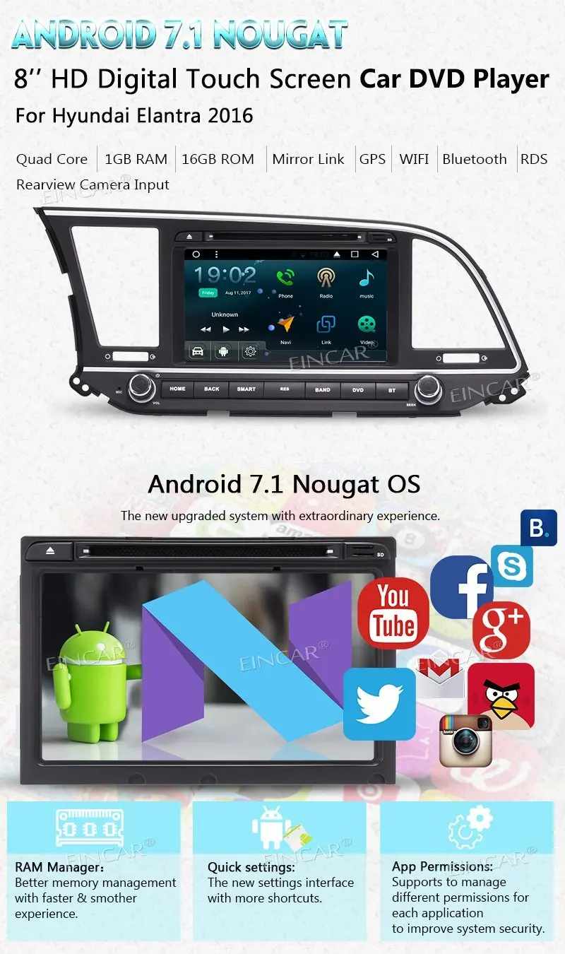 Eincar 8 &quotAndroid 7.1 стерео головное устройство для Hyundai GPS навигации Радио аудио