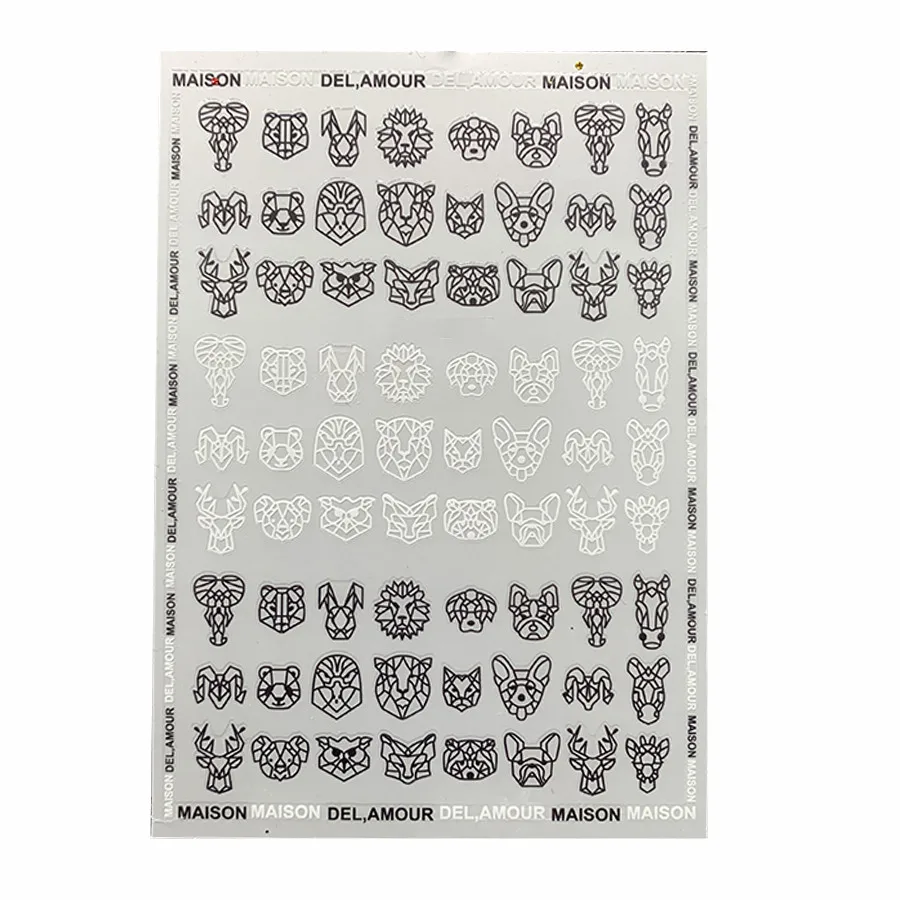 Pattern 0105 1 лист NailMAD оригами животные стикеры 3D на ногти Nail Art складные Львы наклейки для ногтей Flexagon клейкие наклейки - Цвет: Pattern 0105