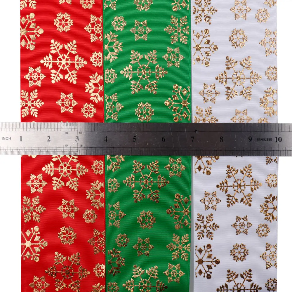 2 ярда 3 дюйма (75 мм) корсажная лента Рождественский золотой узор в виде снежинки