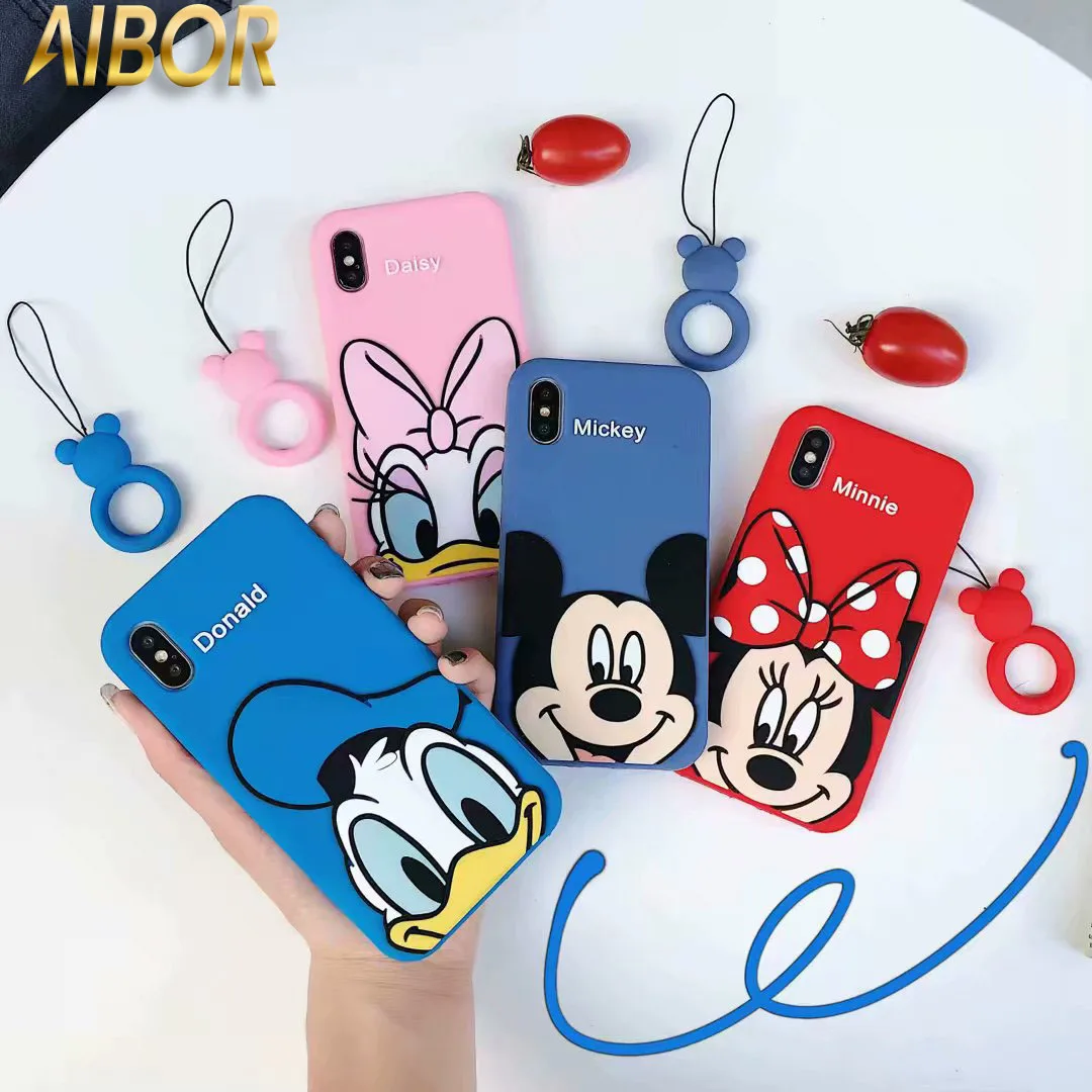 Милый мультфильм 3D Микки и Минни Маус Утка резиновая чехол для iPhone 6 6S Plus 6splus 7 8 X XS