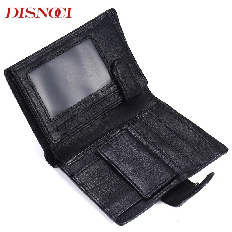 Мужской кошелек DISNOCI тонкий из натуральной воловьей кожи с отделением для монет