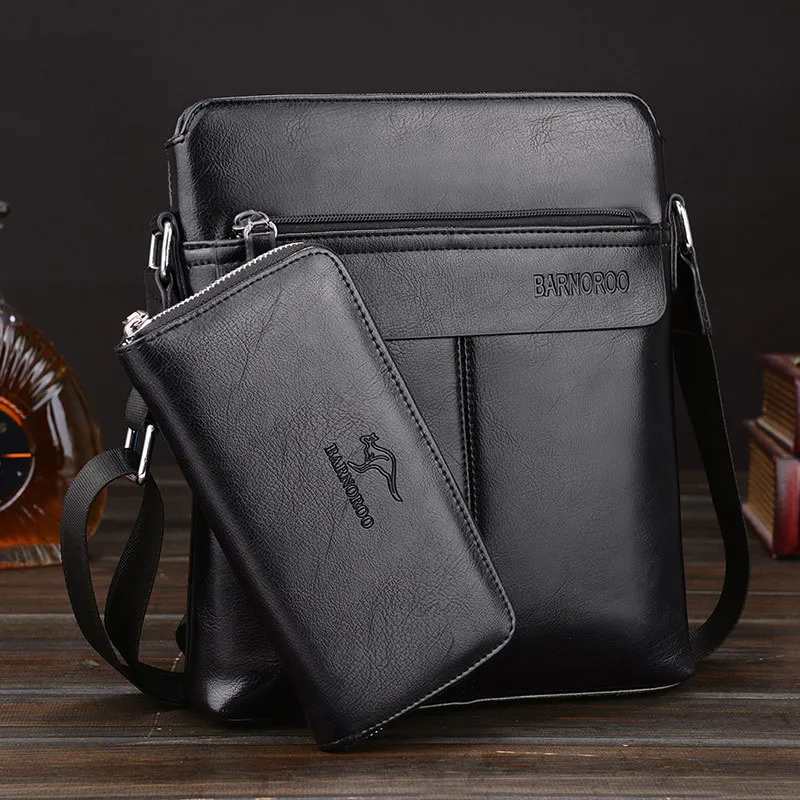 Black with Wallet Чёрный коричневая мессенджер почтальона рабочая деловая офисная дипломат портфель сумка мужская женский мужчина женская для документов работы через плечо сумочка барсетка портмоне планшет класический муж повседневная - Цвет: Black with Wallet
