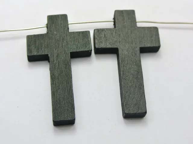 50 Black Wooden Cross Beads Charm 42X24mm Wood Pendants | Украшения и аксессуары