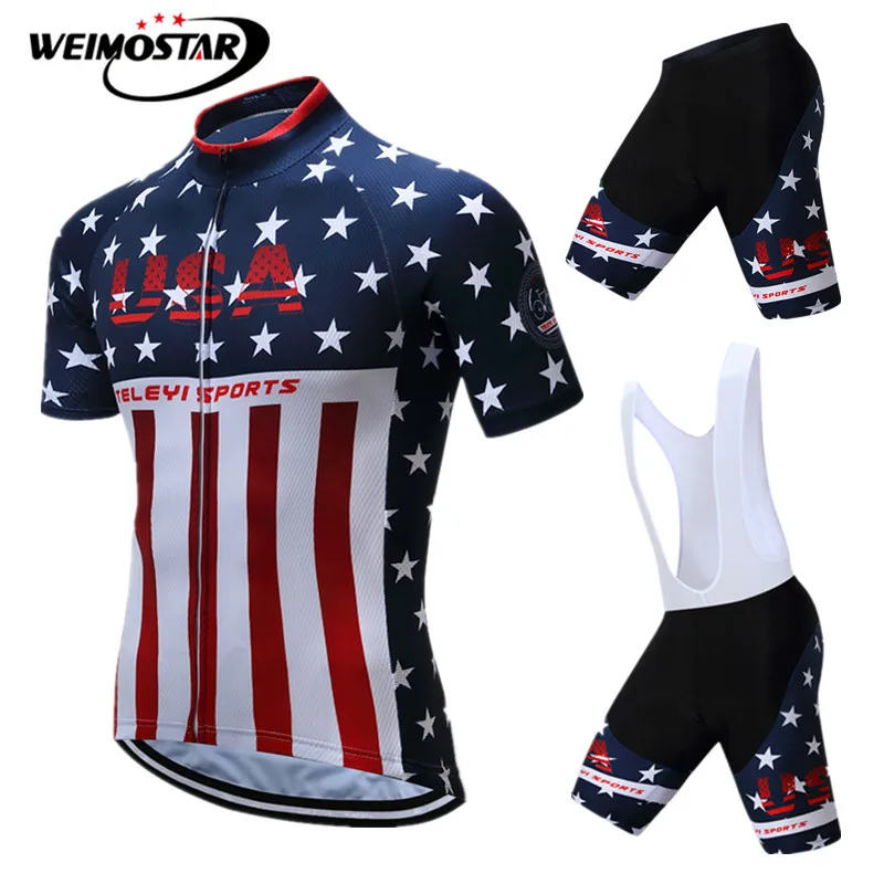 Weimostar 2018 USA Team Cycling Clothing Men Summer Jersey Set Mountain Bike Quick Dry Bicycle Cycle Wear Ropa | Спорт и развлечения