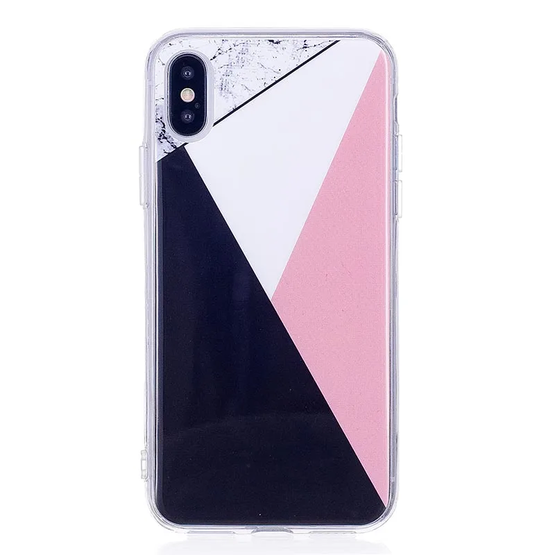 KerzzilSimple Geometry Marble Cases For iPhone 6s 6 7 8 Plus Soft TPU Cover X 5s 5 SE Splice Phone Case |