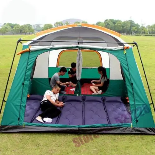 Online Kamel 6 8 10 12 Person Outdoor Riesige Zelt 2 Schlafzimmer Familie Wasser Beweis Wandern Bergsteigen Zelt Selbst Fahren Zelt Camping Zelt