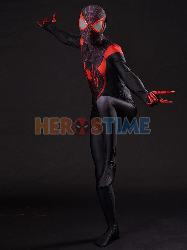 2017 Ultimate Miles Morales костюм Человека-паука 3D принт спандекс лайкра Полный боди для