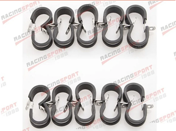 

20PCS Cushioned Hose Mounting Clamp Loop Strap 304 Stainless Steel 3/4" Black