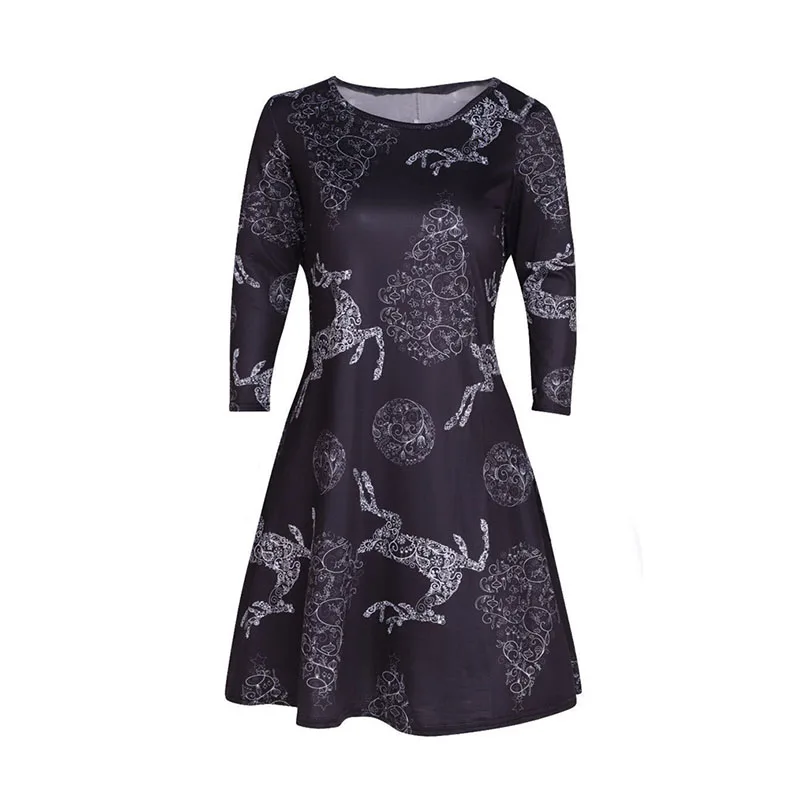 S-3XL Large Size Winter Women Dresses Casual Cute Printed Christmas Dress 2018 Party Short Plus Vestidos | Женская одежда
