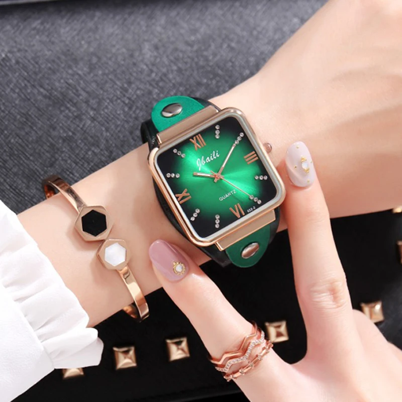 Женские кварцевые часы Zegarek damski Jbaili с кожаным ремешком под платье - купить по