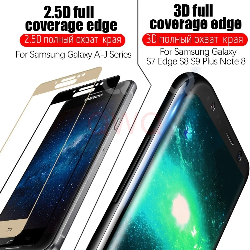 3D полное покрытие закаленное стекло для Samsung Galaxy A7 2018 S8 S9 Plus S7 Edge Note 8 Защитная