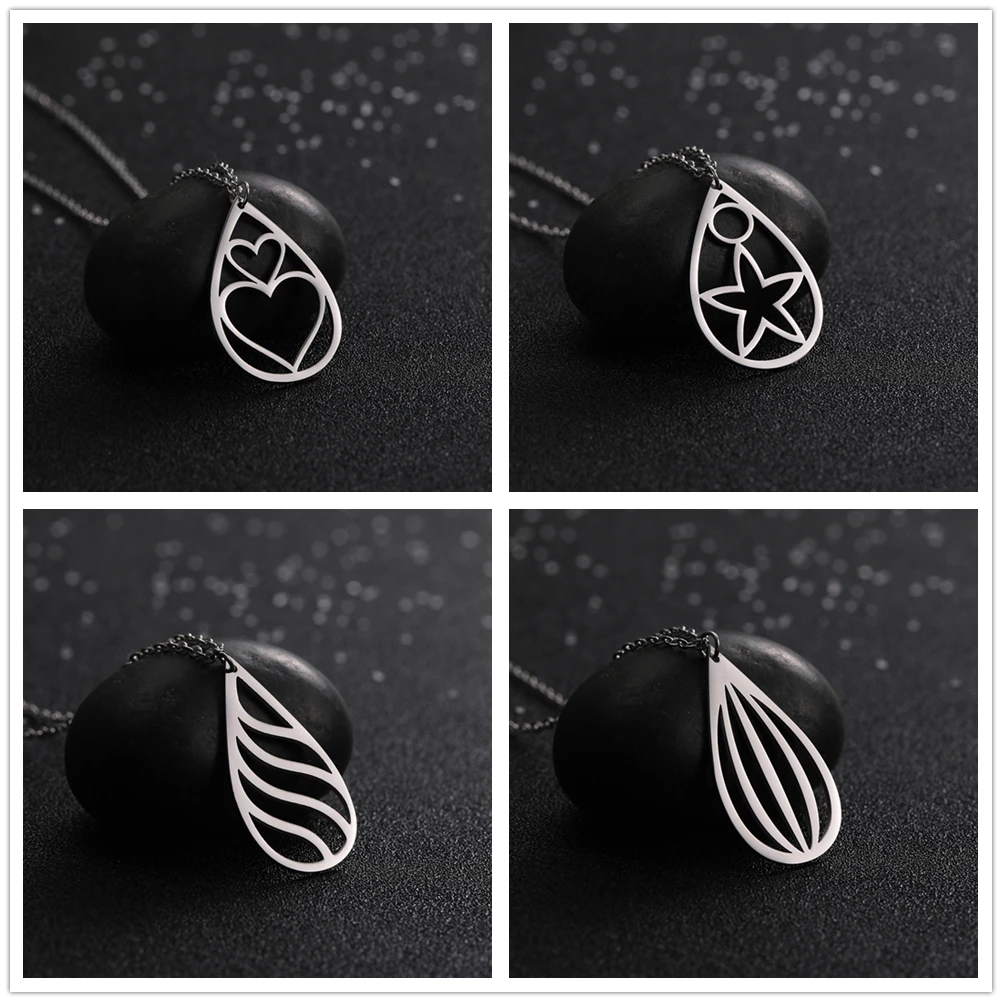 Цепочка с подвеской в виде сердца звезды волны капли воды|Ожерелья подвеской| |