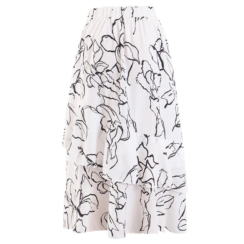 Sweet Brief Women's New Summer Cake Skirt Print Half-length Elastic Beach | Женская одежда