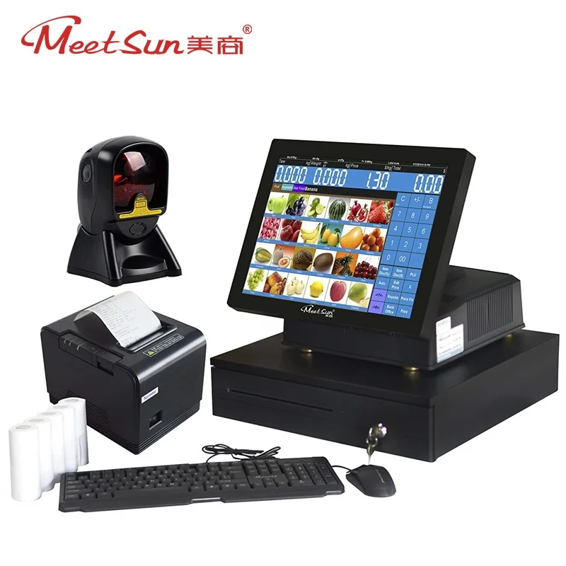 Meetsun MS 808 15 ''ЖК дисплей Сенсорный экран монитора POS Системы кассовый аппарат с