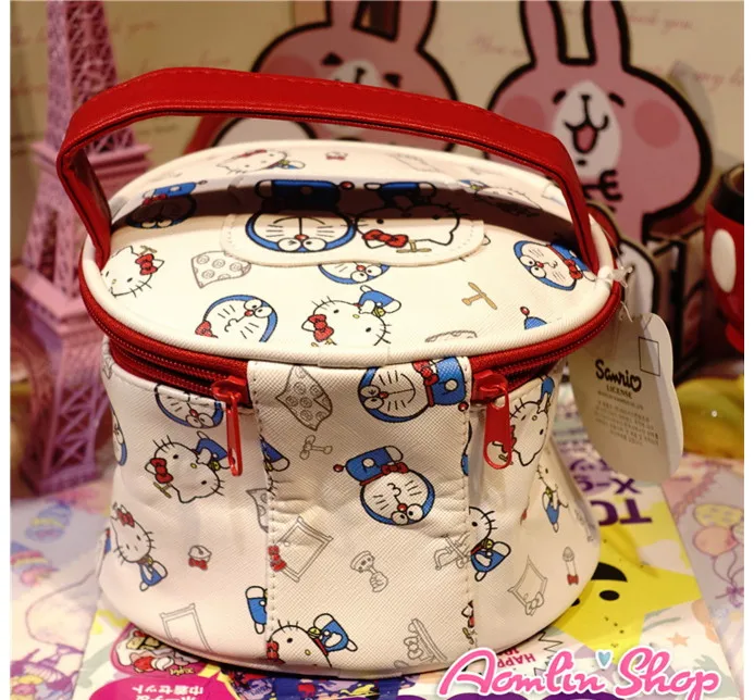 Sanrio hellokitty портативный мешок машина дверь для кота Бесплатный макияж мешок с путешествия в форме бочонка