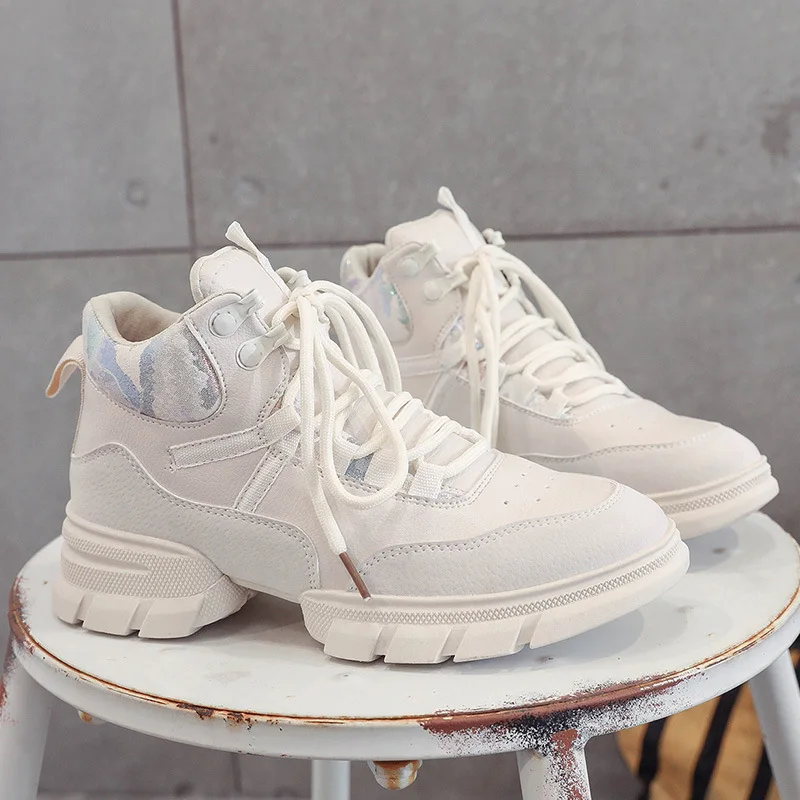 Zapatos de mujer; Повседневная обувь; женские модные брендовые кроссовки из натуральной кожи на платформе; chaussure; Женская обувь в стиле пэчворк - Цвет: Бежевый