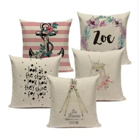 gift cotton linen nordic art pillow creative flamingo cojines lounger printing cushion cover