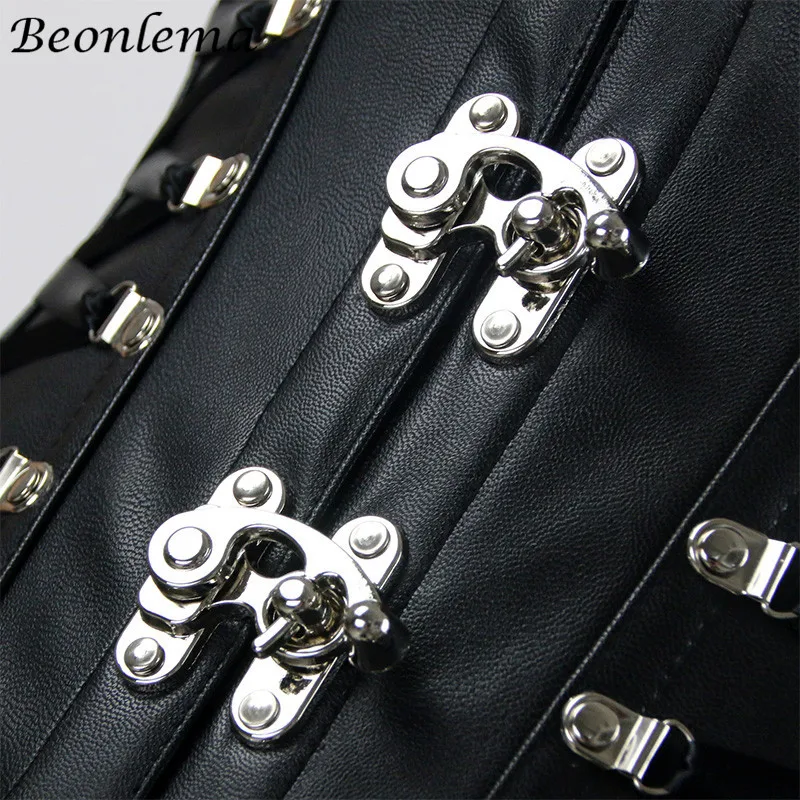 Plus Size Corset Women Black Faux Leather Steampunk Gothic Bustier 2018 Sexy Corsets And Bustiers S-6Xl | Женская одежда