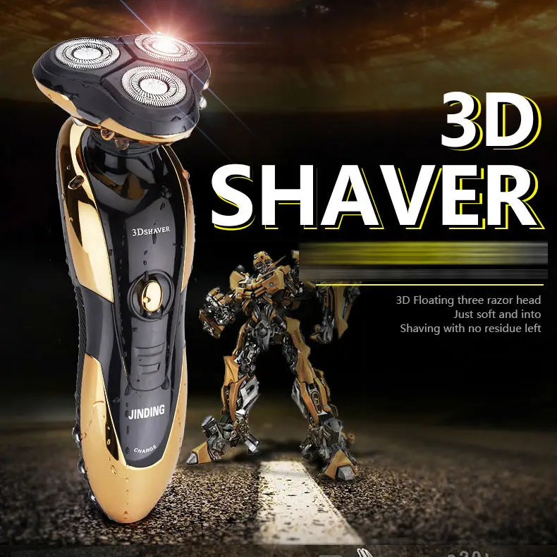 JINDING Мужская бритва 3D плавающая головка для бритья перезаряжаемый