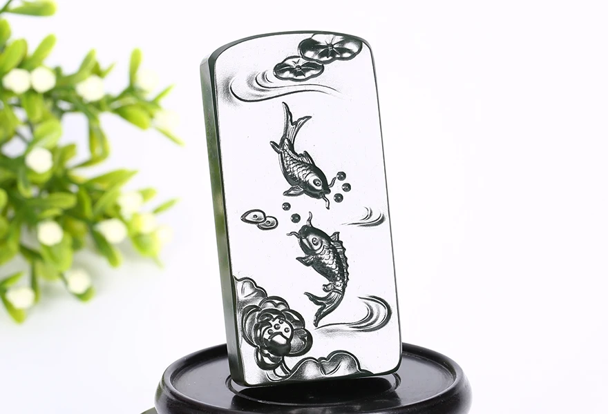 Natural Hetian Jade County Black Sapphire Fine Fish Pendant hp299# | Украшения и аксессуары
