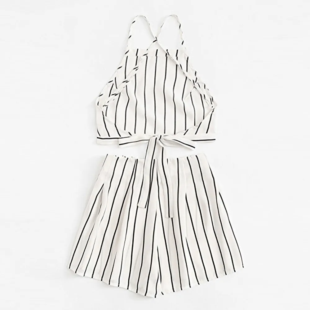 Сексуальный женский полосатый бандажный ремень комплект из 2 предметов