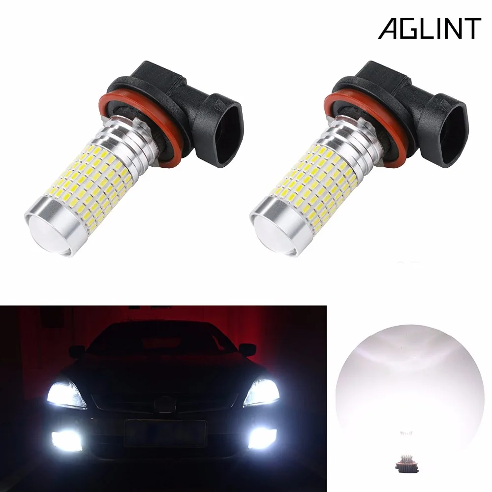 Светодиодные противотуманные фары AGLINT 2 шт. H11 с линзами H8 9006 HB4 5202 H16 144SMD для