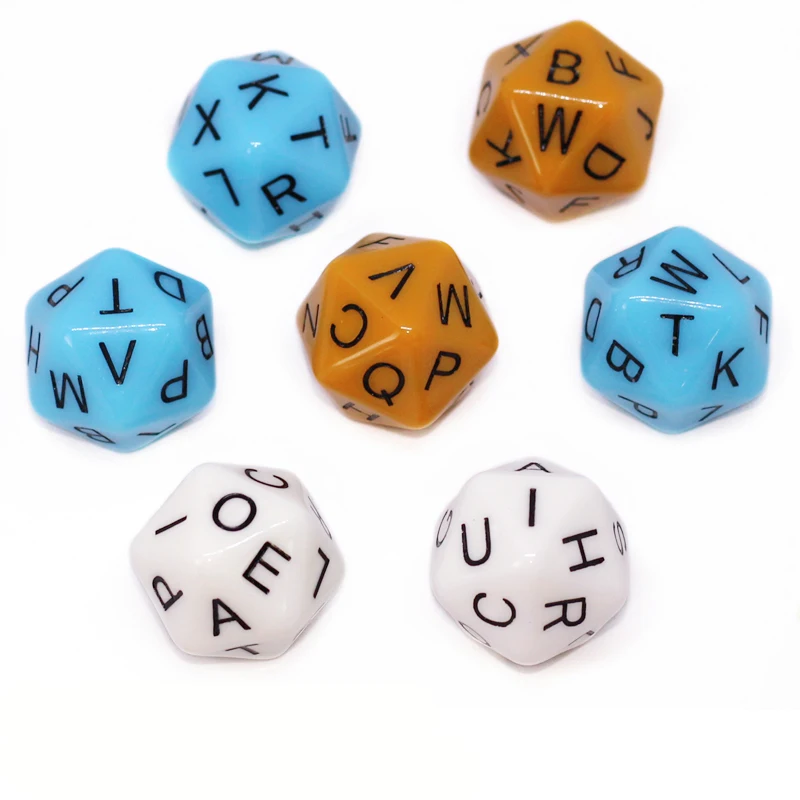 

7 pcs/set 20-sided D20 English letters alphabet dice board games accessories For Children