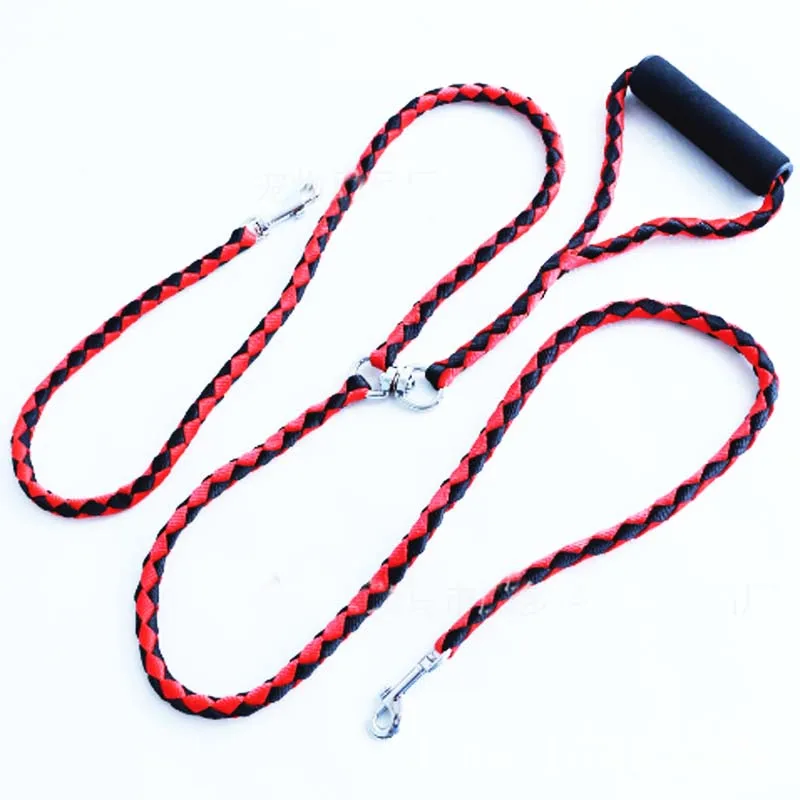 Ручной Двойной Поводок для домашних животных двух Dogs140CM плетеный поводок