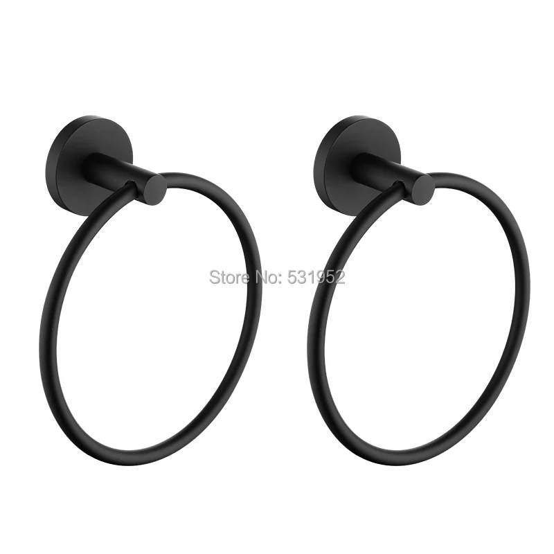 free shipping black towel holder towel ring round wall mounted towel rack towel shelf stainless steel bathroom accessories free global shipping