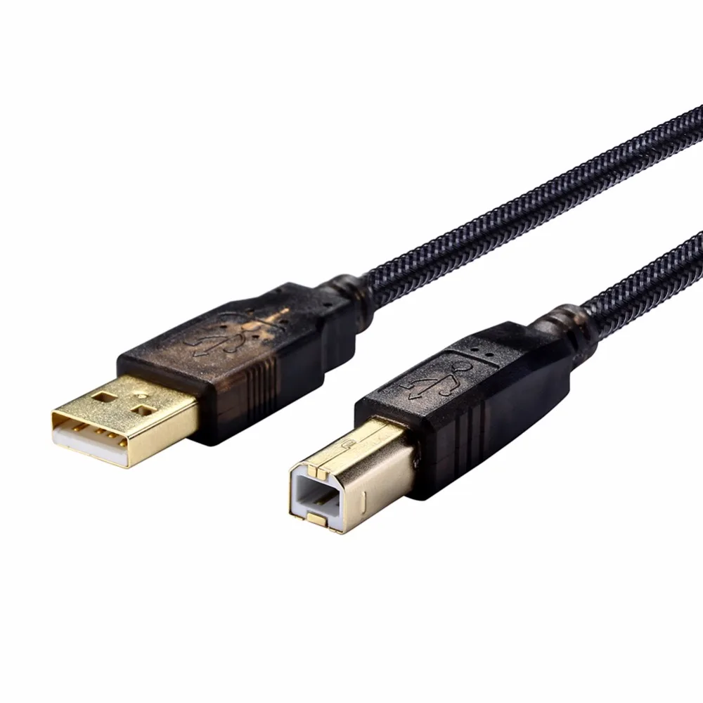 Кабель сканера принтера USB 2,0, высокоскоростной позолоченный нейлоновый Плетеный usb type A Male to B Male