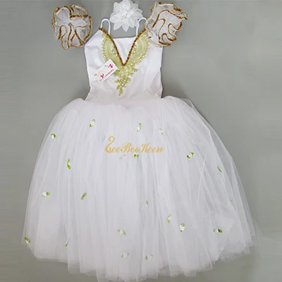 white Bailarina/длинная балетная пачка для девочек, балетные трико для взрослых, балетная танцевальная одежда, балетная пачка, платье Детское танцевальное платье с лебедем и озером - Color: white