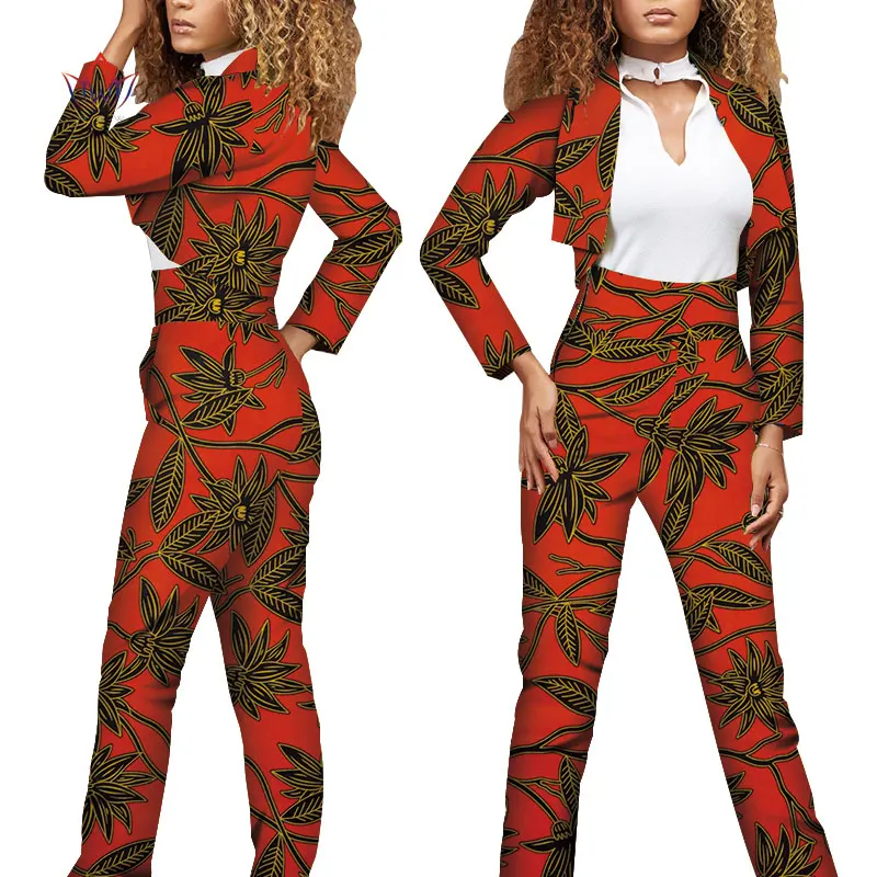 Комплект из 2 предметов с Африканским принтом для женщин весенние Дашики брюки