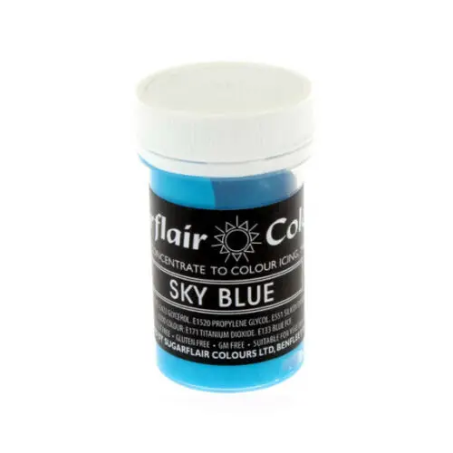 SKY BLUE 30 цветов Sugarflair пастельные съедобные концентрированные пасты гель для еды торт чашка глазурь цвет 25 г - Цвет: SKY BLUE