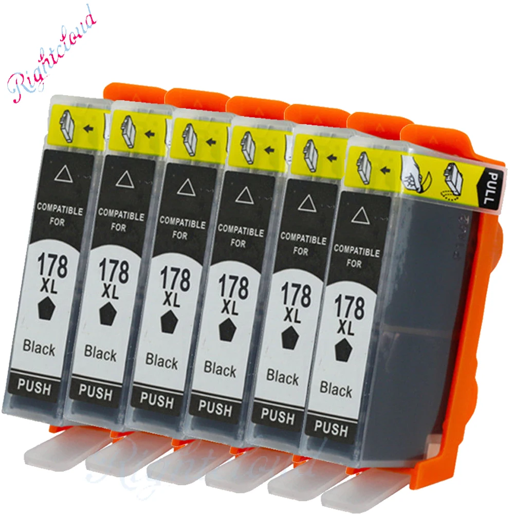 6x For hp178 178XL Refillable ink Cartridge for HP photosmart 5510 5515 6510 7510 B109a B109n B110a printer with chip 6 Black | Компьютеры