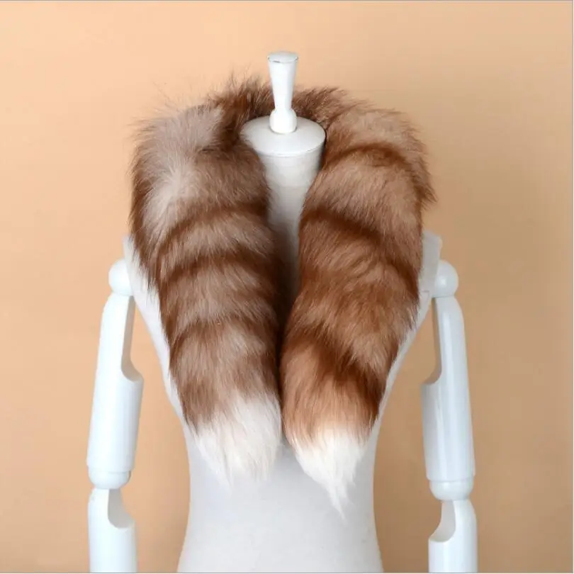 winter scarves women 2018 scarf for men male of real fox fur tail collar luxury cosplay party costume 7 colors S219 |