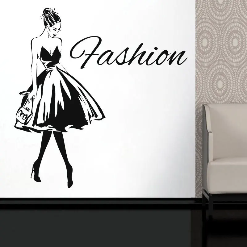 

Fahsion Sexy Girl Design Wall Decal Elegance Girl With High Heel Vinyl Sticker Clothing Boutique Window Store Murals DIY FS24