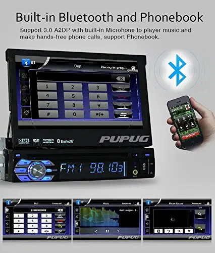 

1 Din 7 Inch Car Stereo Windows in Dash Single Din GPS DVD Player Stereo Bluetooth USB SD AM/FM Steering Wheel Control Car Radio