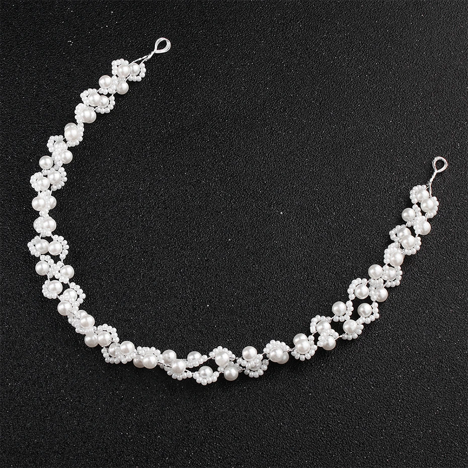 Miallo Newest White Acrylic Pearls Handmade Headbands Wedding Hair Accessories Fashion Headpieces Jewelry Women Hair Vine