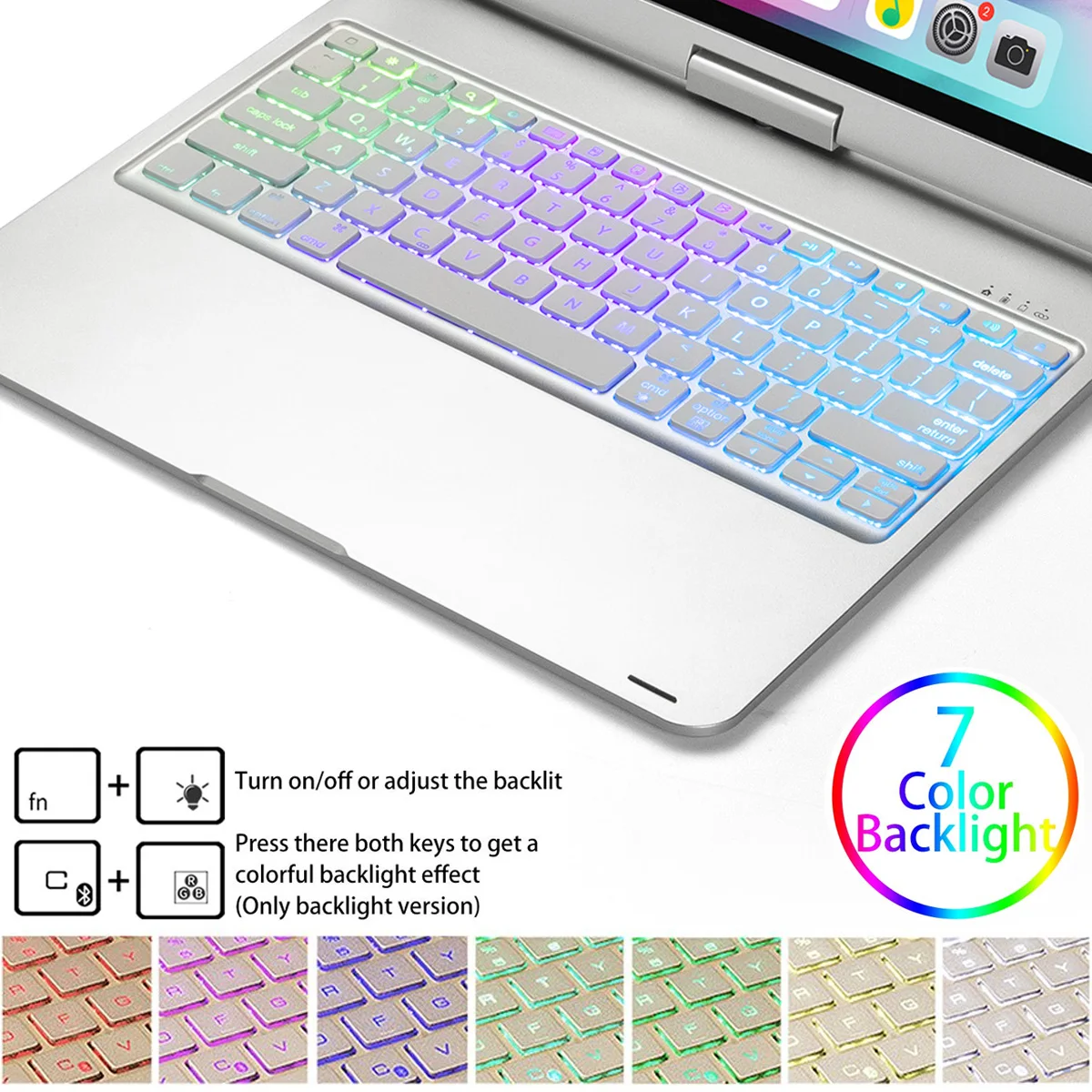 For iPad Pro 12.9 Inch Tablet Case USA Keyboard Smart Cover 360 degree rotating Bluetooth Keyboard Smart Sleep Tablet Case