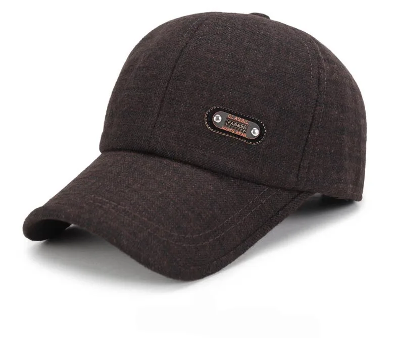 Fibonacci Men's Winter Ear Flap Warm Plaid Baseball Caps Middle Aged Old Age Warmer Hat for Men Dad Cap