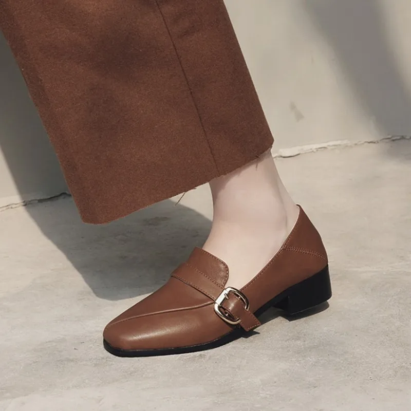 plus size 34-43 fashion Spring Autumn Vintage Casual shoes loafers comfortable women Soft Loafers Buckle Ladies Flats Slip-on