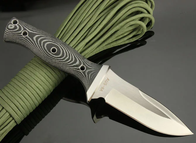 Очень Sharp AUS 8A Стальное Лезвие Малый Прямой Нож Микта Ручка Охота Походный