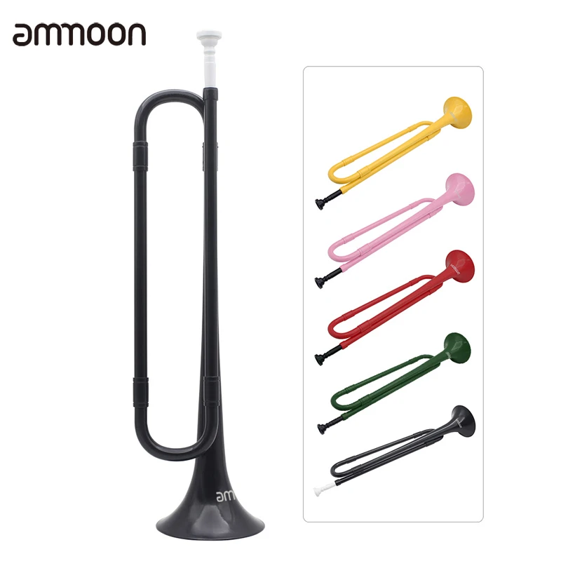 ammoon B Flat Bugle Cavalry Trumpet Environmentally Friendly Plastic with Mouthpiece for Band School Student