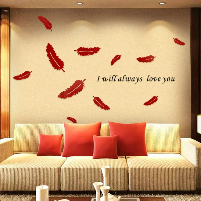 

Crystal three-dimensional wall stickers embossed feather wall stickers products
