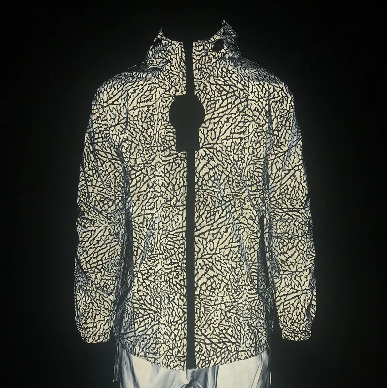 Ночная блестящая одежда мужская леопардовая Светоотражающая ветровка на молнии