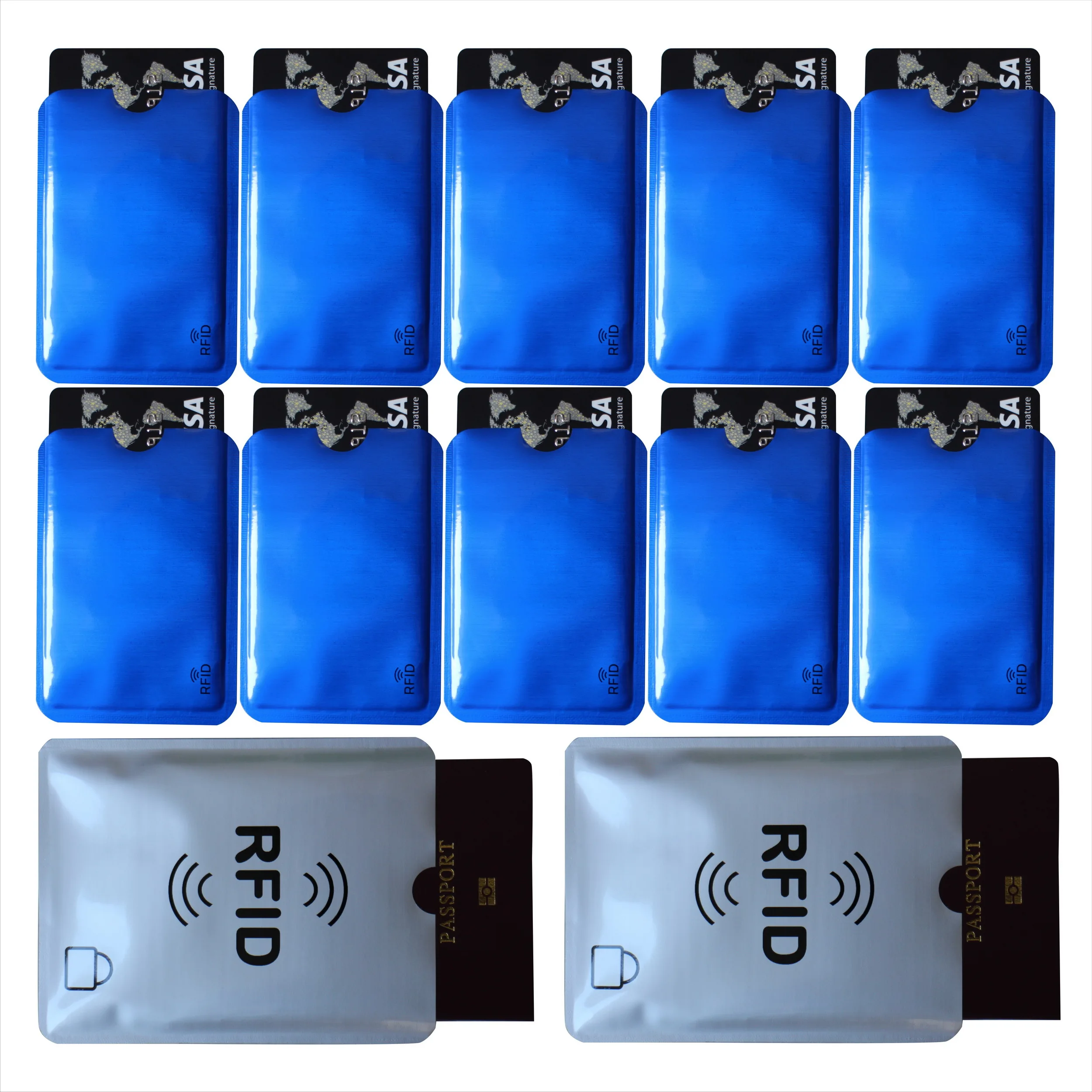 12 pcs Anti-Scan Card Sleeve Blue Red Black White RFID Protector Anti-magnetic Passport Protection OEM welcome | Багаж и сумки
